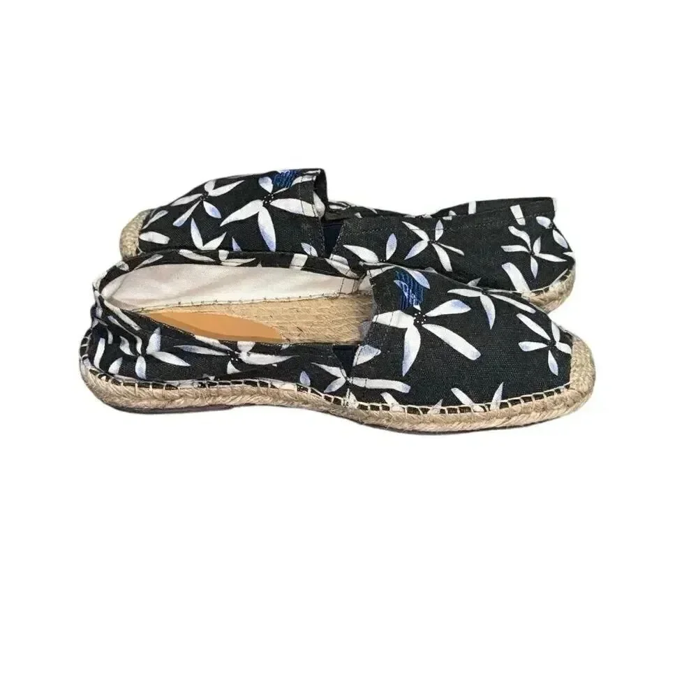 Women’s ARMANI JEANS blue & white floral Espadrille SLIP ON shoes Size 6.5
